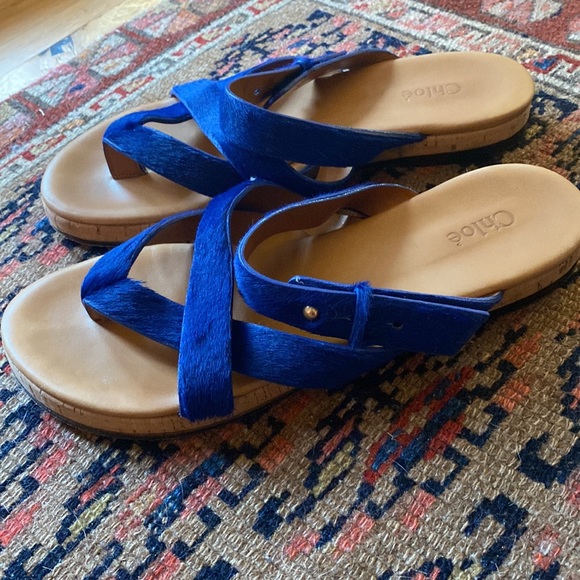 Chloé blue fur sandals - Picture 2 of 4